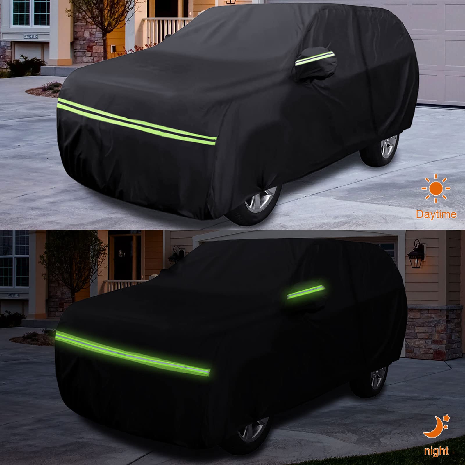 Waterproof Car Cover Replace for 1993-2010 Jeep Grand Cherokee, 6 Layers All Weather Car Cover with Zipper Door & Windproof Bands for Snow Rain Dust Protection