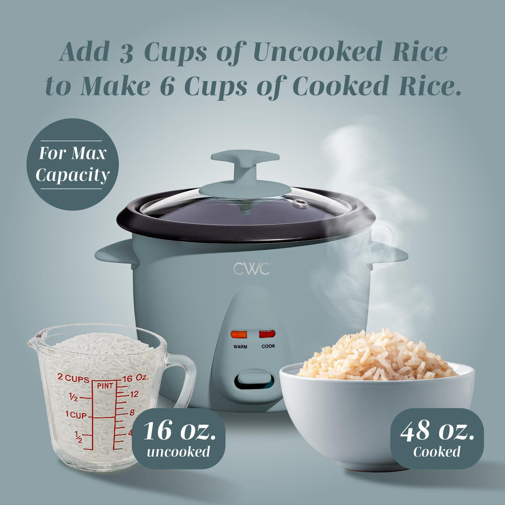 COOK WITH COLOR 6 Cup Rice Cooker 300W - Effortless Cooking and Perfectly, Cooks 3 Cups of Raw Rice for 6 Cups of Cooked Rice, Floral Blue