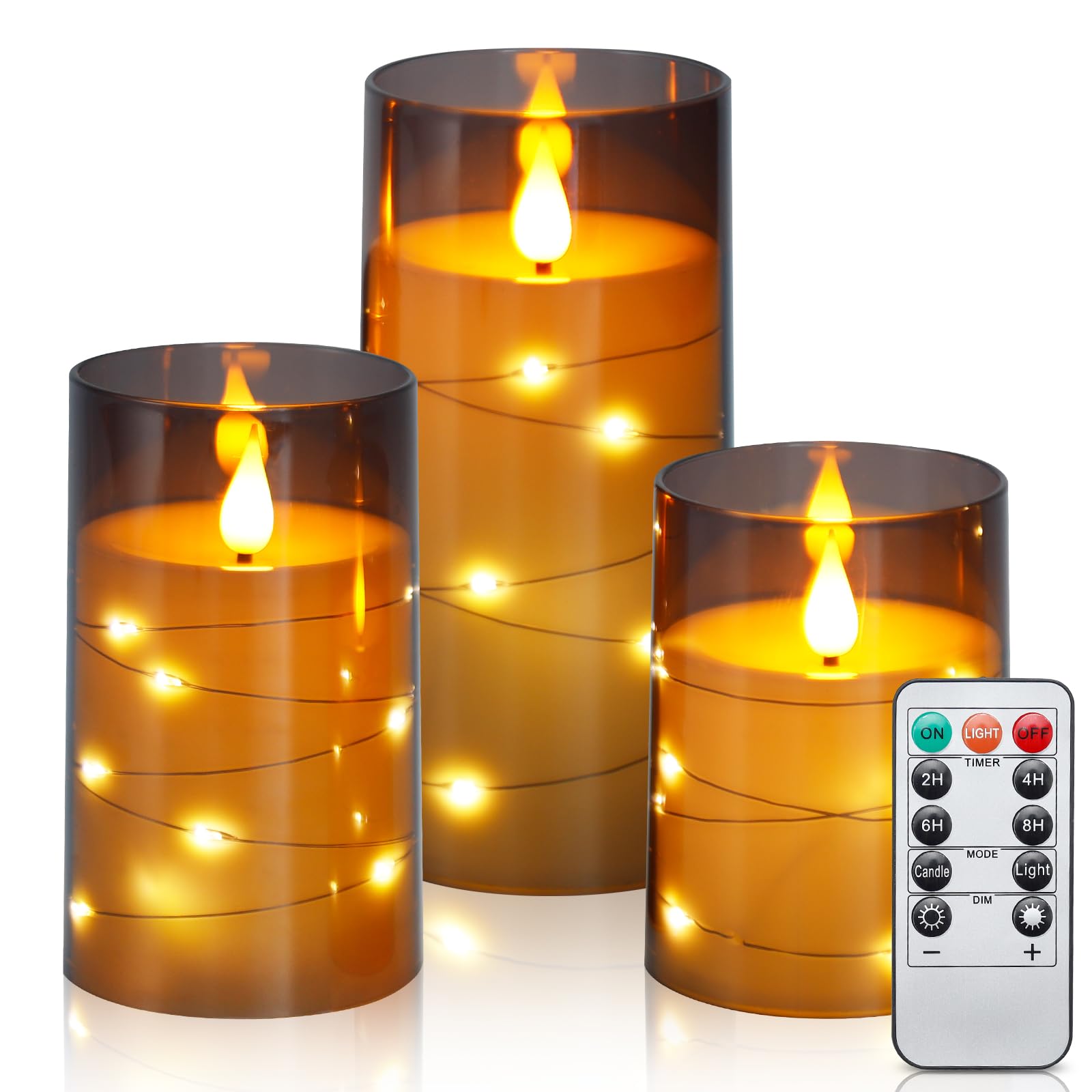 Aignis 12-Pack Waterproof Flameless Candles, 2.2" Slim Plastic Battery Operated LED Pillar Candles with 2 Remotes & Timers, Melt-Proof Fake Electric Candles for Outdoor Patio, Wedding, Home Decor