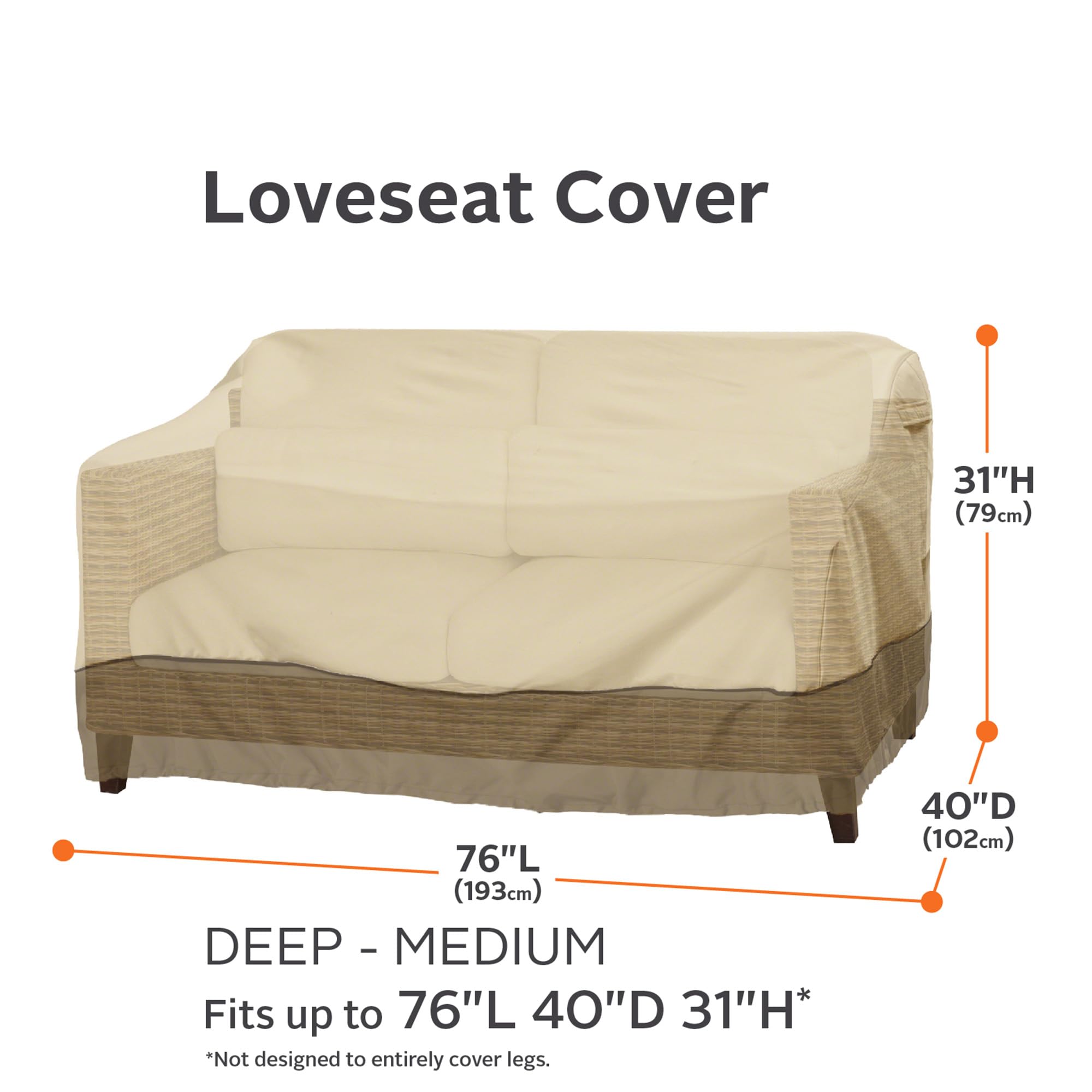 Classic Accessories Veranda Water-Resistant 58 Inch Deep Seated Patio Sofa/Loveseat Cover, Patio Furniture Covers