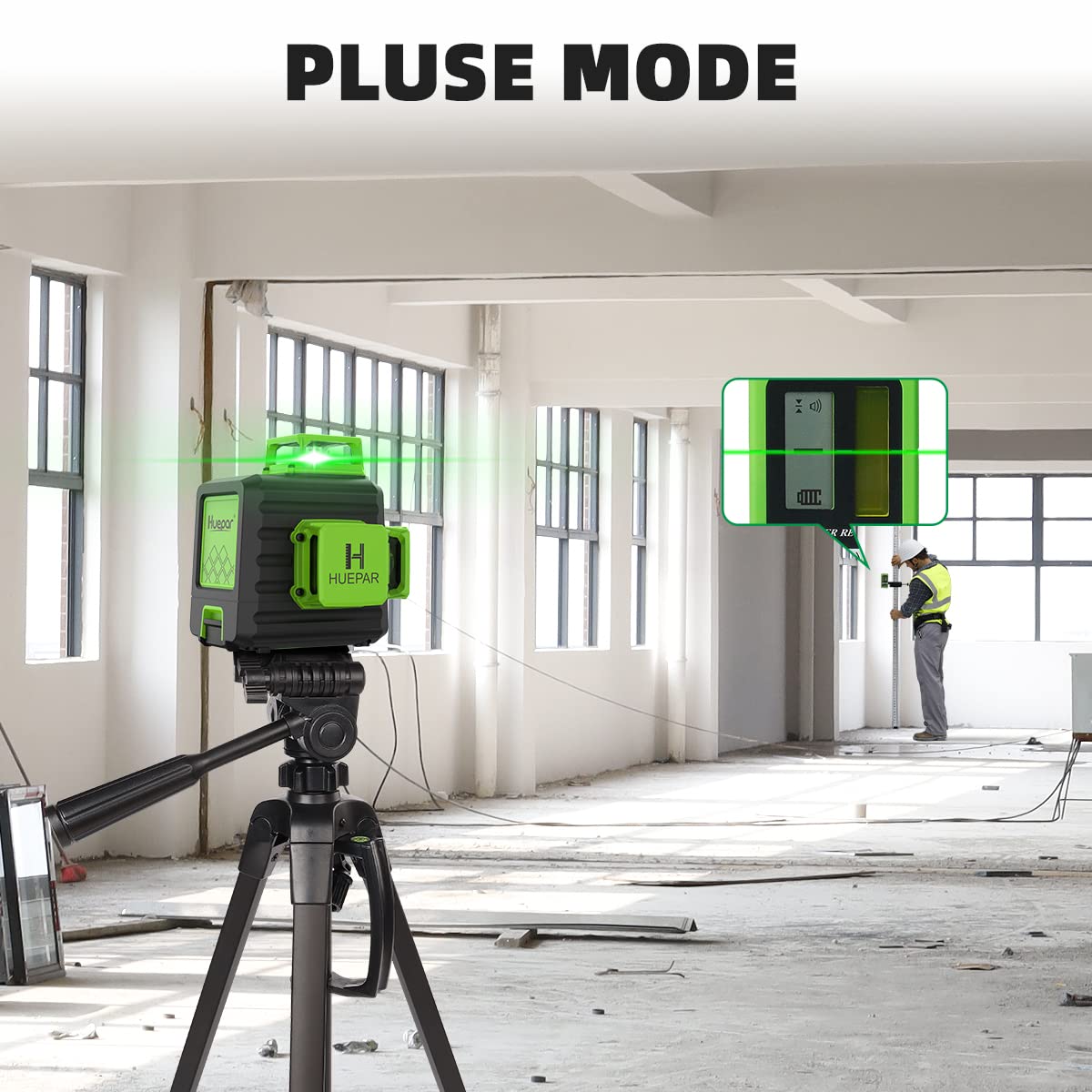 Huepar B03CG Professional 3D Laser Level 360° Self Leveling with 50" Tripod, 3x360 Niveau Laser Tool, 3 Plane Cross Line Lazer Leveler Green Beam, Type-C Charging Port Included