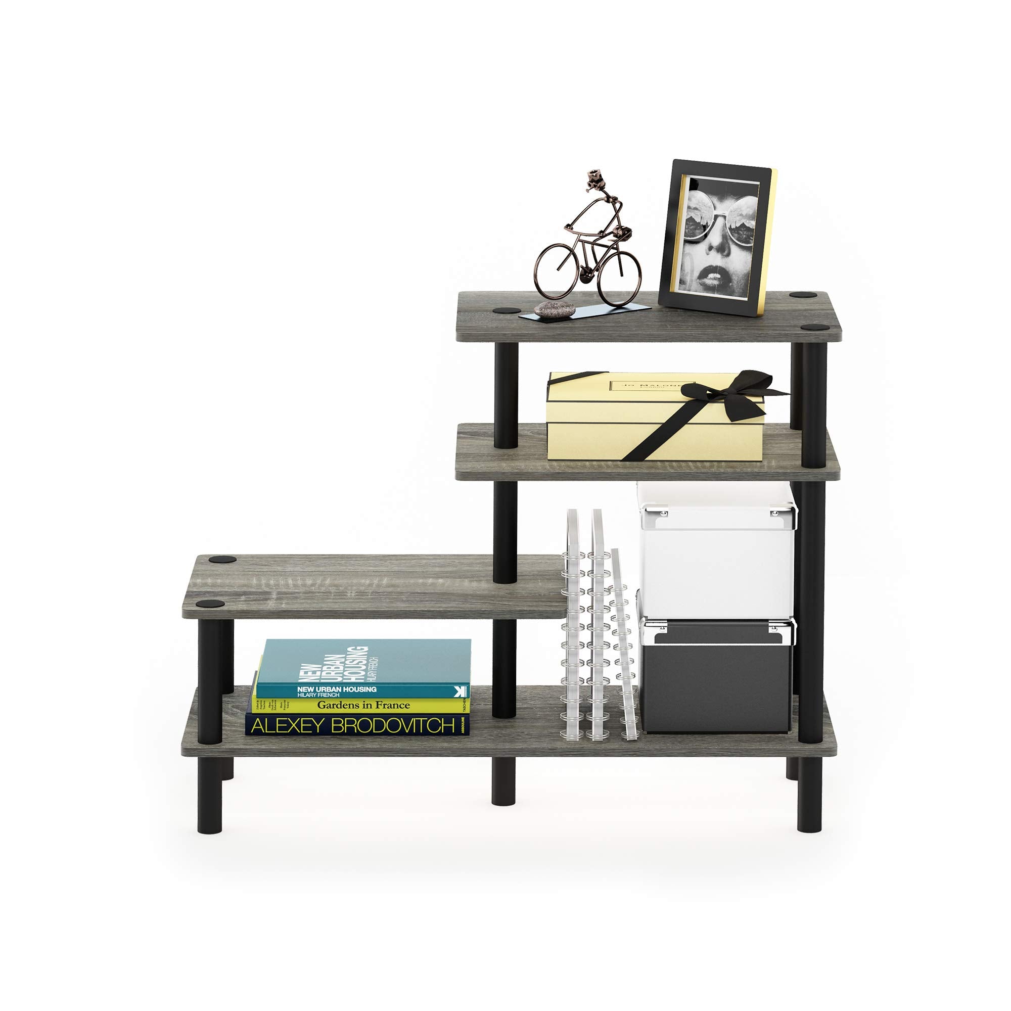 Furinno Turn-N-Tube 4-Tier Design Display Rack, Espresso/Black