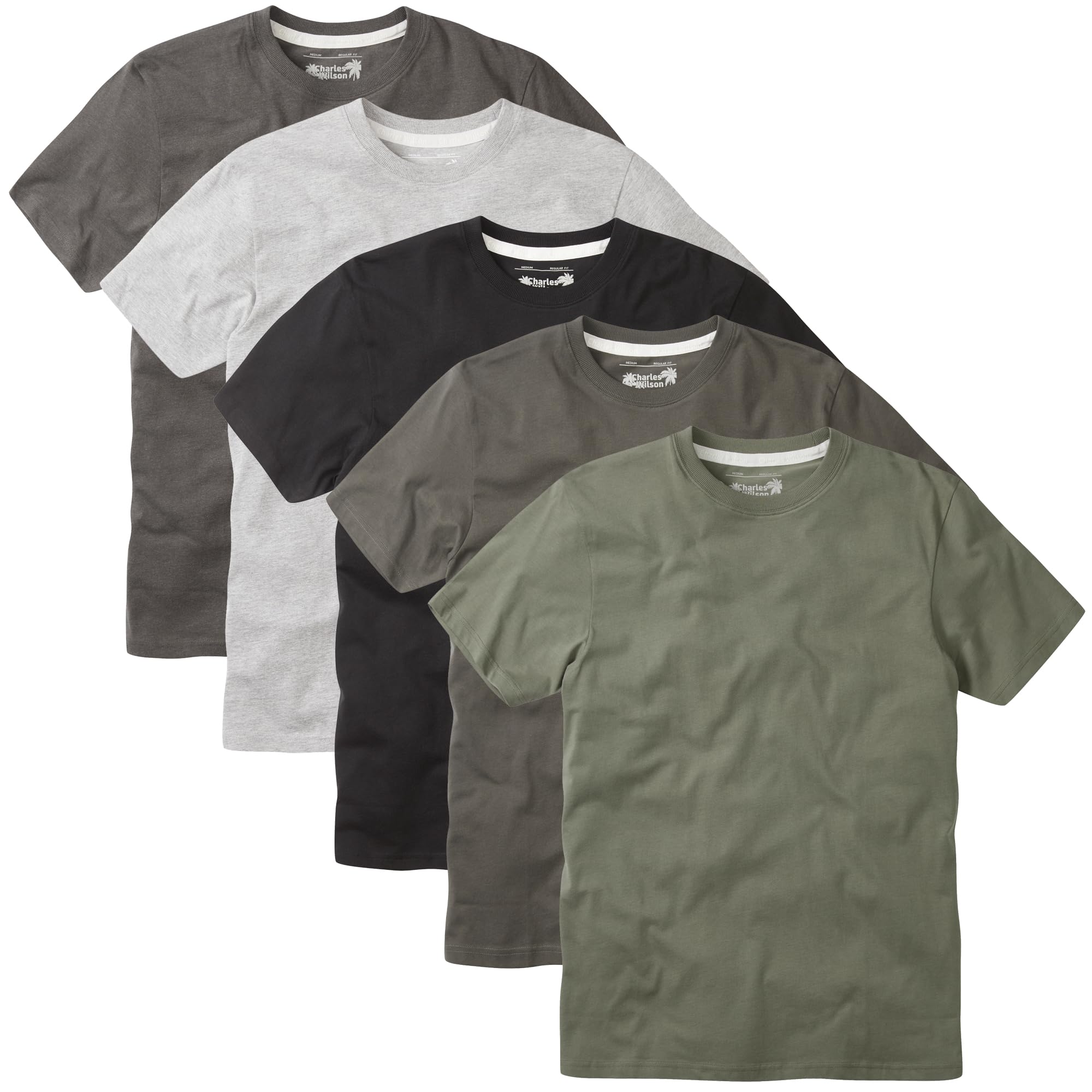 Charles Wilson Men's 5 Pack Crew Neck T-Shirt
