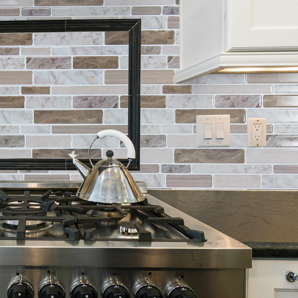 WOWSTAR 10-Sheet Peel and Stick Backsplash Tile for Kitchen, Back Splash Stick On Tiles for Kitchen Wall (Sand)