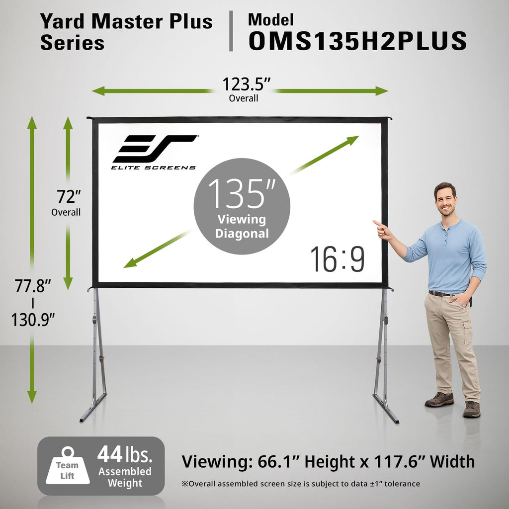 Elite Screens 100-inch Wraith Veil DUAL, 16:9, 0.8 Gain, 150° Viewing Angle, Front & Rear Projection Screen, Yardmaster 2 OMS100H2-Dual