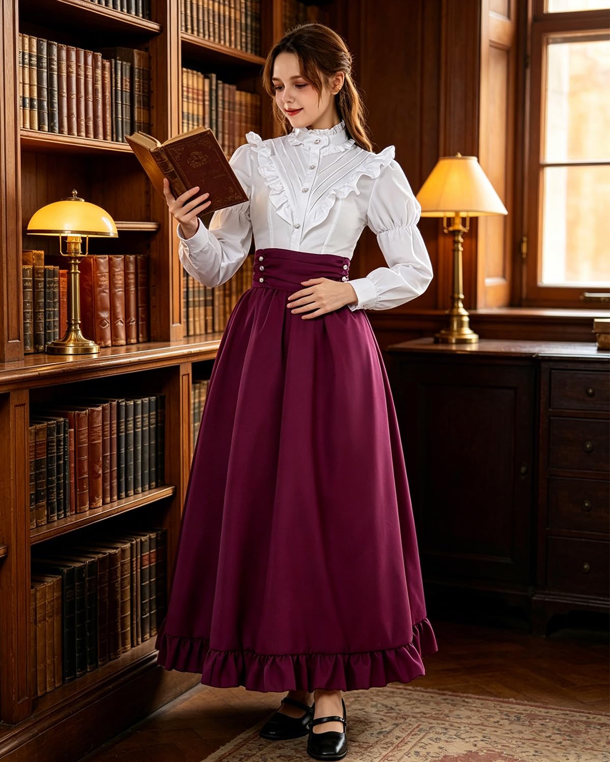 Victorian Dress for Women 2-Pieces 1800s Edwardian Dress Ball Gown Renaissance Costume