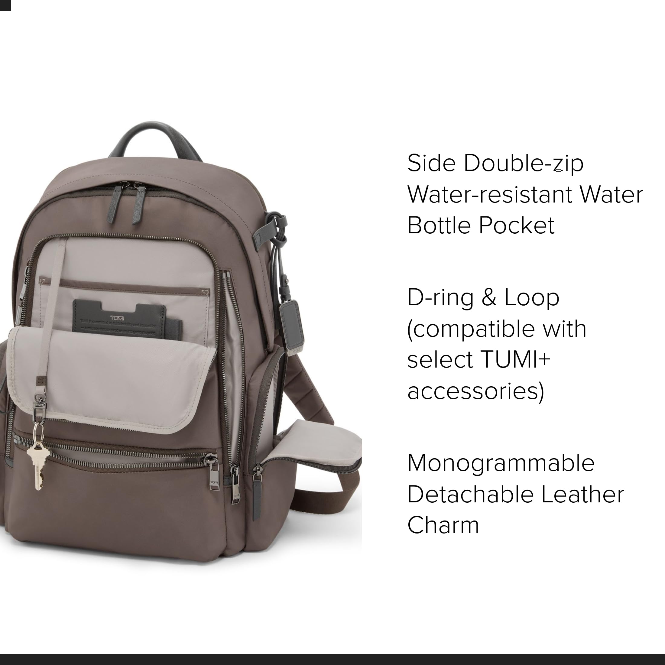 TUMI - Voyageur Celina Backpack - Women's Work and Travel Bag - 16.0" X 10.6" X 6.5" - Holds Up to 16" Laptop - Black & Gold Hardware