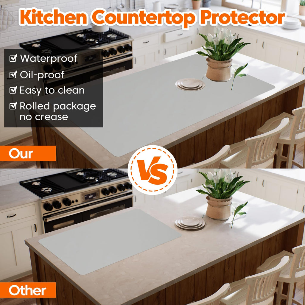Large Silicone Mat, 72”x16” Heat Resistant Mats for Countertop, Cuttable Waterproof Kitchen Counter Mat, Multipurpose Countertop Protector Mat, Silicone Mats for Kitchen Counter (Black)
