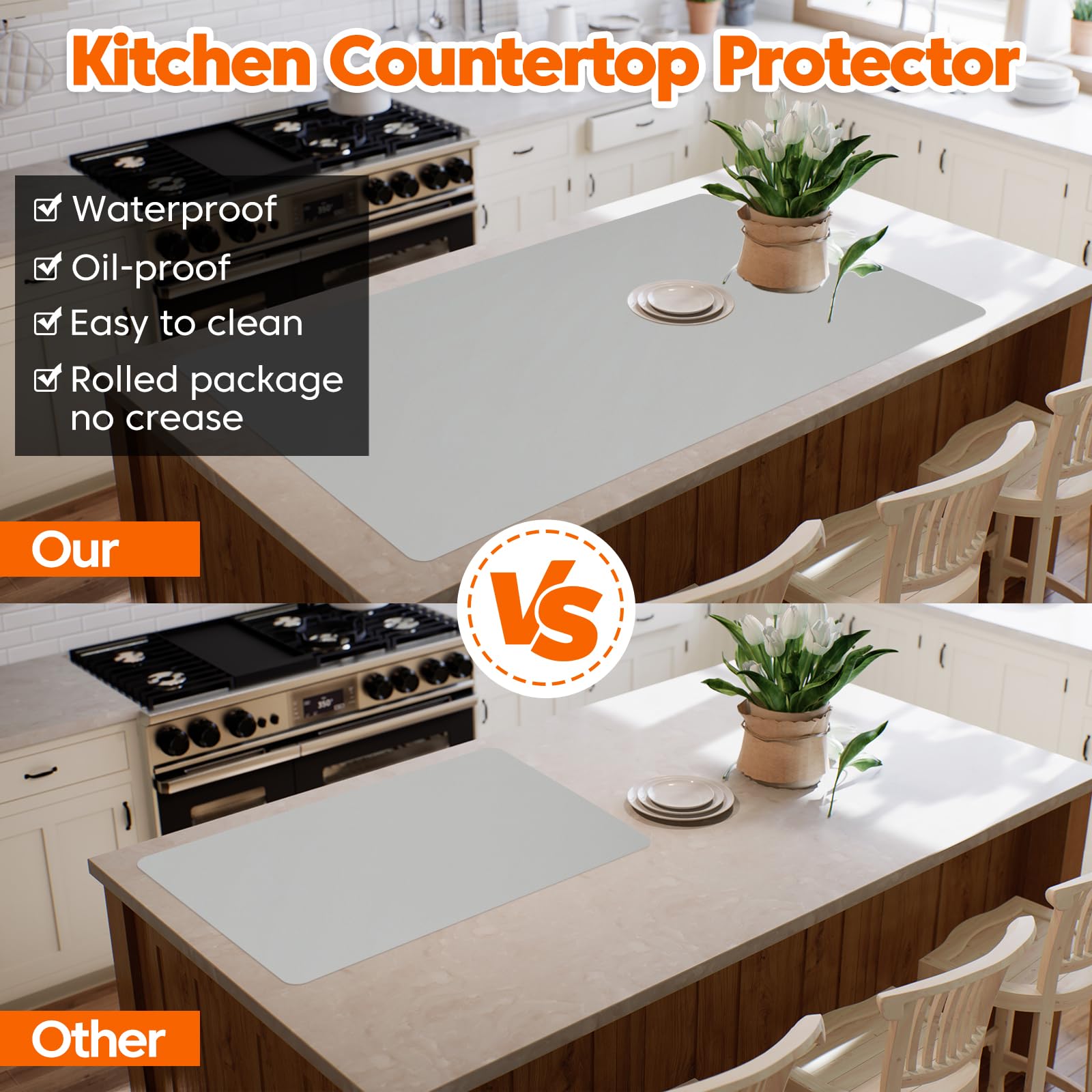 Large Silicone Mat, 72”x16” Heat Resistant Mats for Countertop, Cuttable Waterproof Kitchen Counter Mat, Multipurpose Countertop Protector Mat, Silicone Mats for Kitchen Counter (Black)