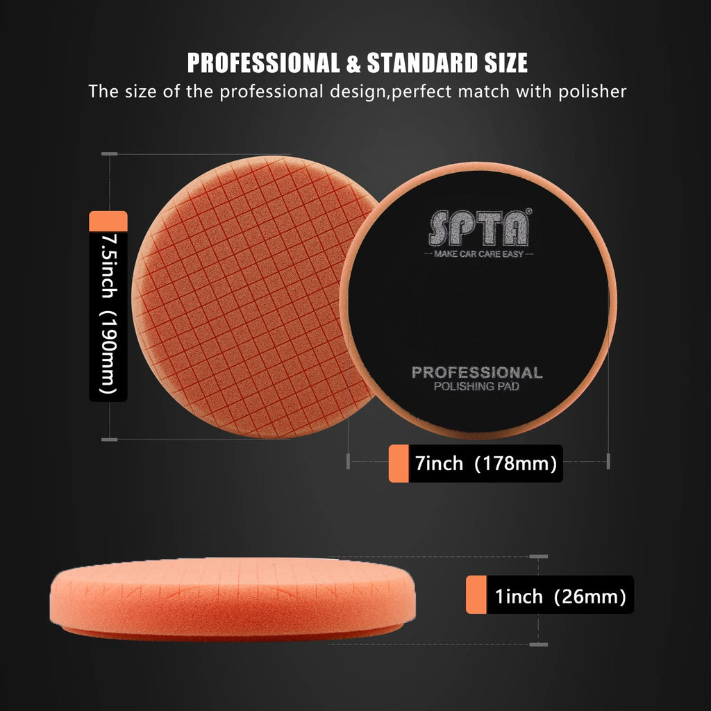 Buffing Polishing Pads, SPTA 5Pcs 3.5 Inch Face for 3 Inch 76mm Backing Plate Mix Cutting force Buffing Pads Cutting Polishing Pad Kit For Car Buffer Polisher Compounding,Polishing, Waxing -FPTFS3-MIX