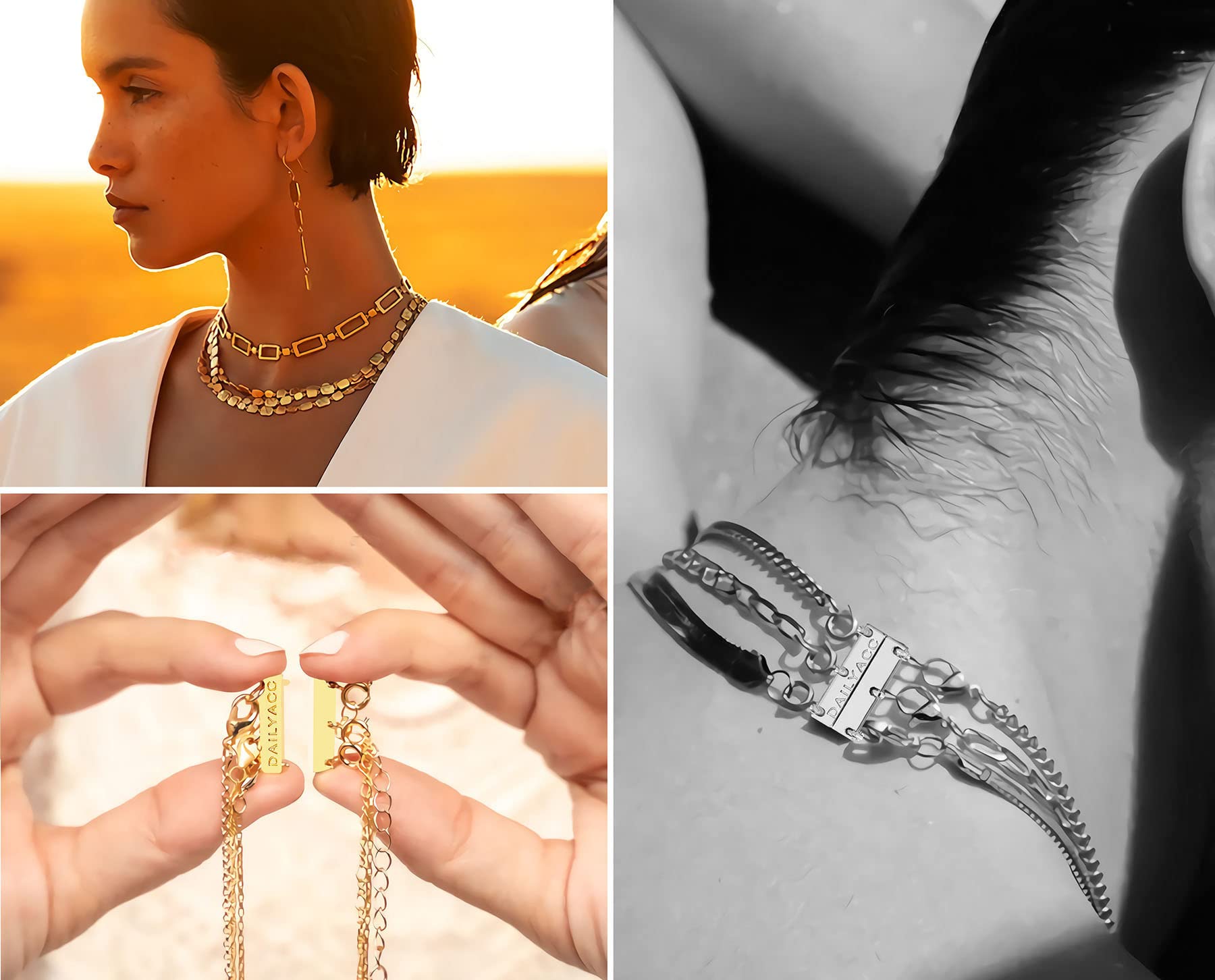 Layering Magnetic Necklace Clasp,18 K Gold and Silver Separator for Stackable Necklaces