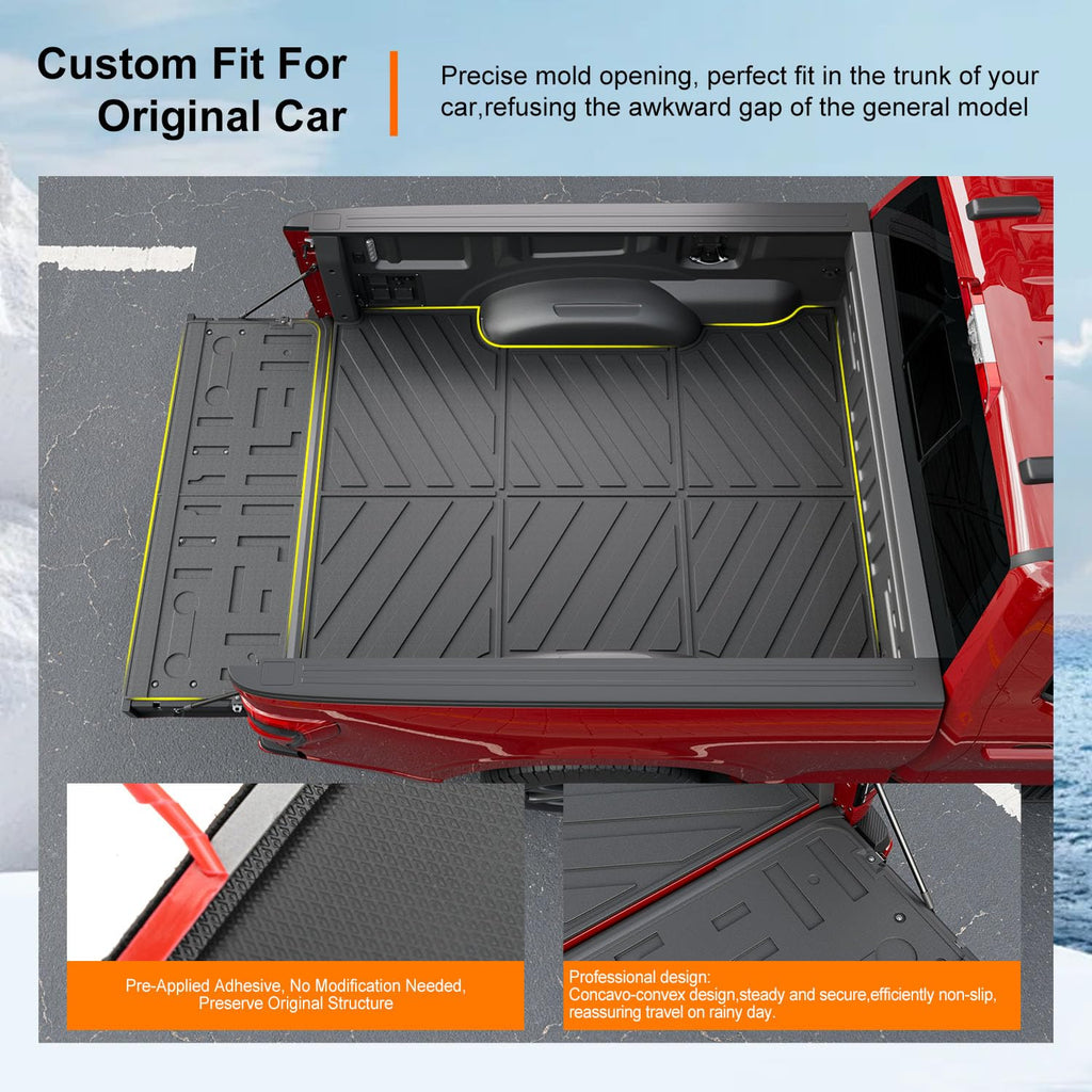 powoq 5.5FT Bed Liner Compatible with 2015-2026 Ford F150 Truck Bed Mat Waterproof Bed Mat TPE Truck Bed Liner Replacement for 2015-2026 Ford F150 Accessories (3-Fold 5.5FT Truck Bed Mat)