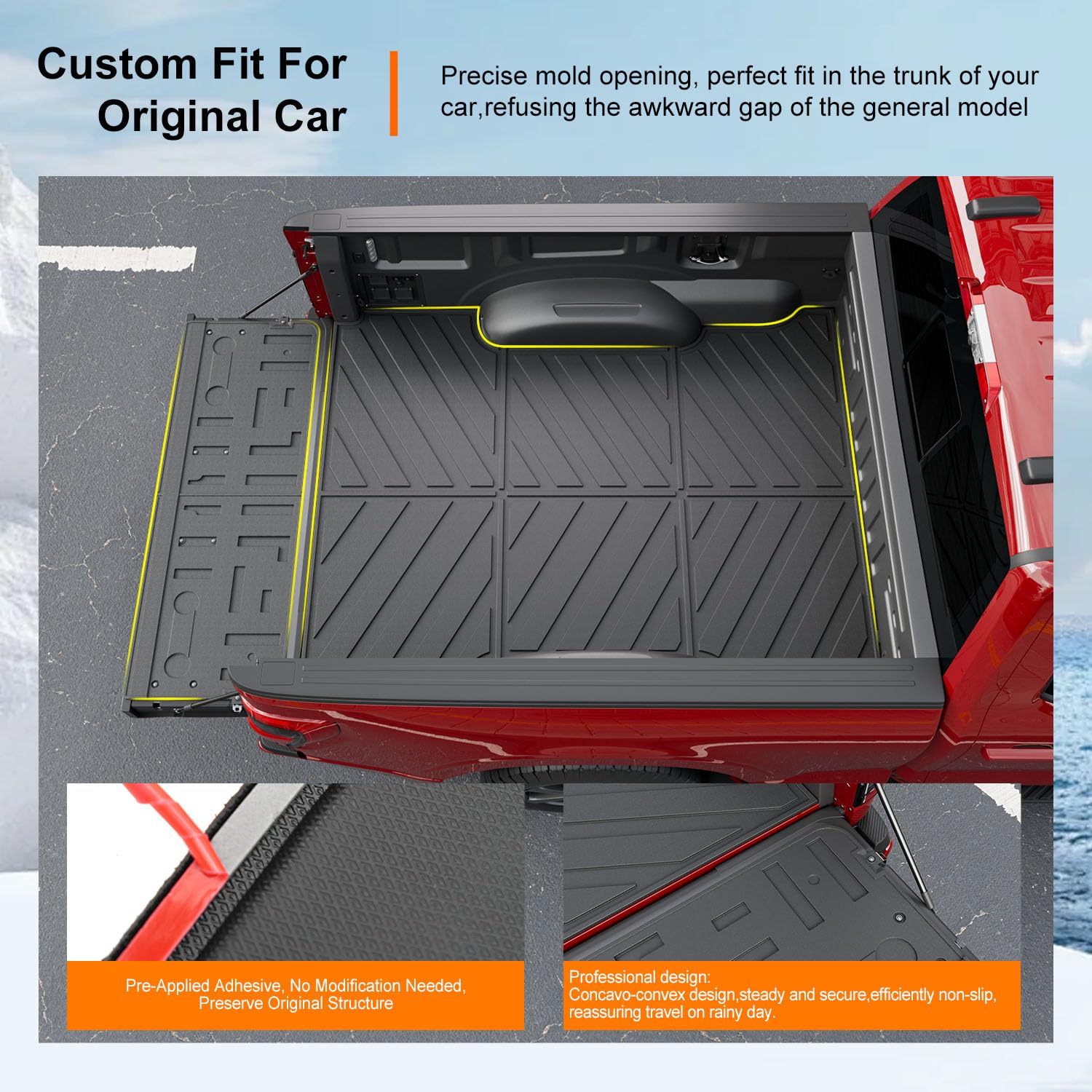 powoq 5.5FT Bed Liner Compatible with 2015-2026 Ford F150 Truck Bed Mat Waterproof Bed Mat TPE Truck Bed Liner Replacement for 2015-2026 Ford F150 Accessories (3-Fold 5.5FT Truck Bed Mat)