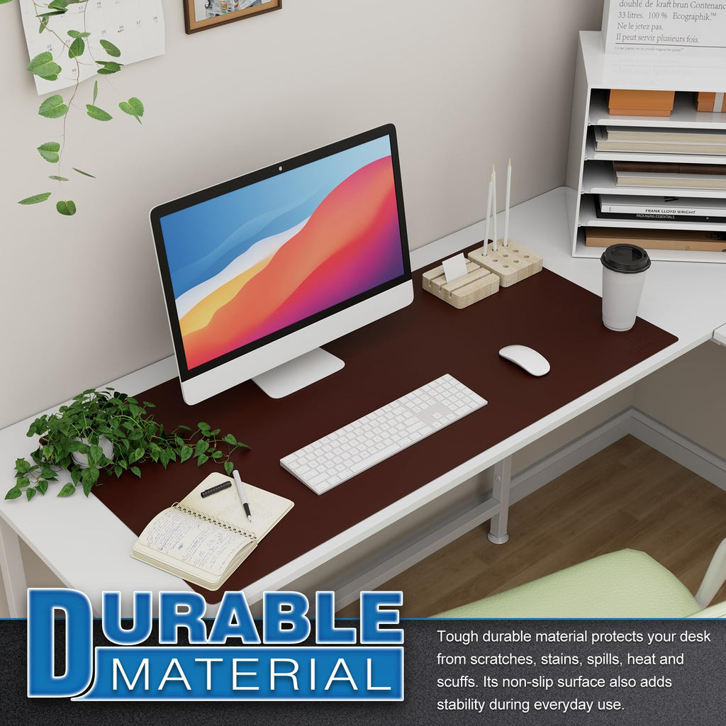 K KNODEL Small Office Leather Desk Mat, Mouse and Keyboard Pad, Computer and Laptop Mat, Desktop Protector and Cover, Writing Pad and Blotter (23.6"x13.8", Black)