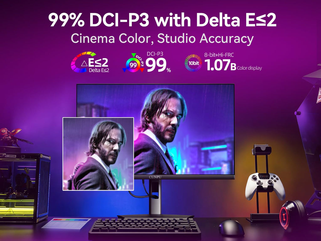 CUNPU 24 Inch 1080P 200Hz Gaming Monitor, FHD Fast IPS Panel, 124% sRGB 1ms HDR Zero-Frame Computer Monitor, Built-in Speaker, HDMI 2.1, DisplayPort 1.4, FreeSync & G-Sync, Tilt, VESA, Eye Care