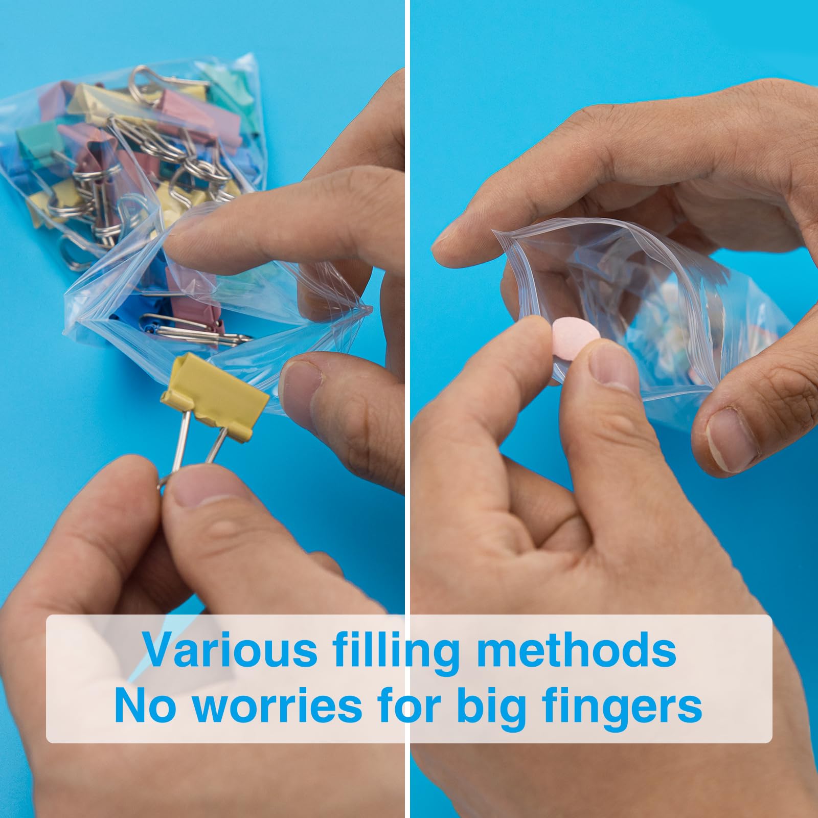 1200pcs 1.5" x 1.5" 2 Mil Clear Plastic Zip Bags, Bulk Jewelry Bag, Poly Bags with Resealable Zip Top for Pills, Meds, Jewelry, Travel, Storage, Packaging, Shipping