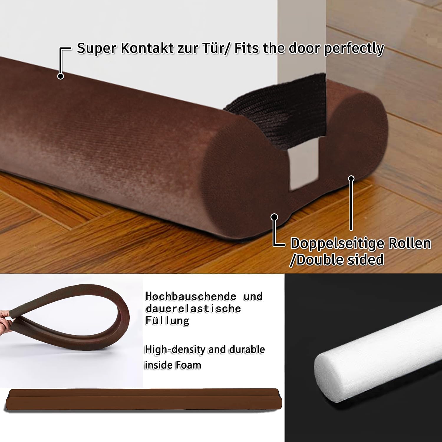 BKSAI Door Draft Stopper for Doors No Adhesive Draught Excluder Under Door Wind Blocker for Bottom of Door,Reduce Noise Draught Excluder Sweep Sound Proof (Beige 24-29IN / Distance Under The Door 1IN)