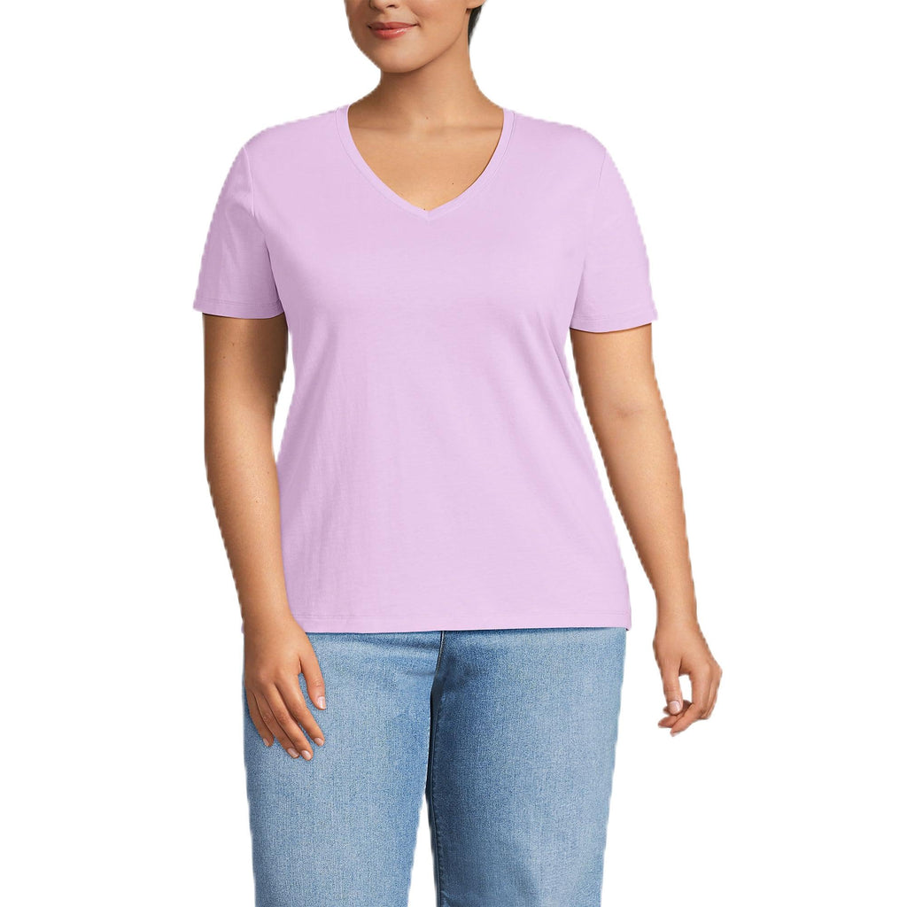 Lands' End Women's Relaxed American-Grown Supima Cotton V-Neck T-Shirt