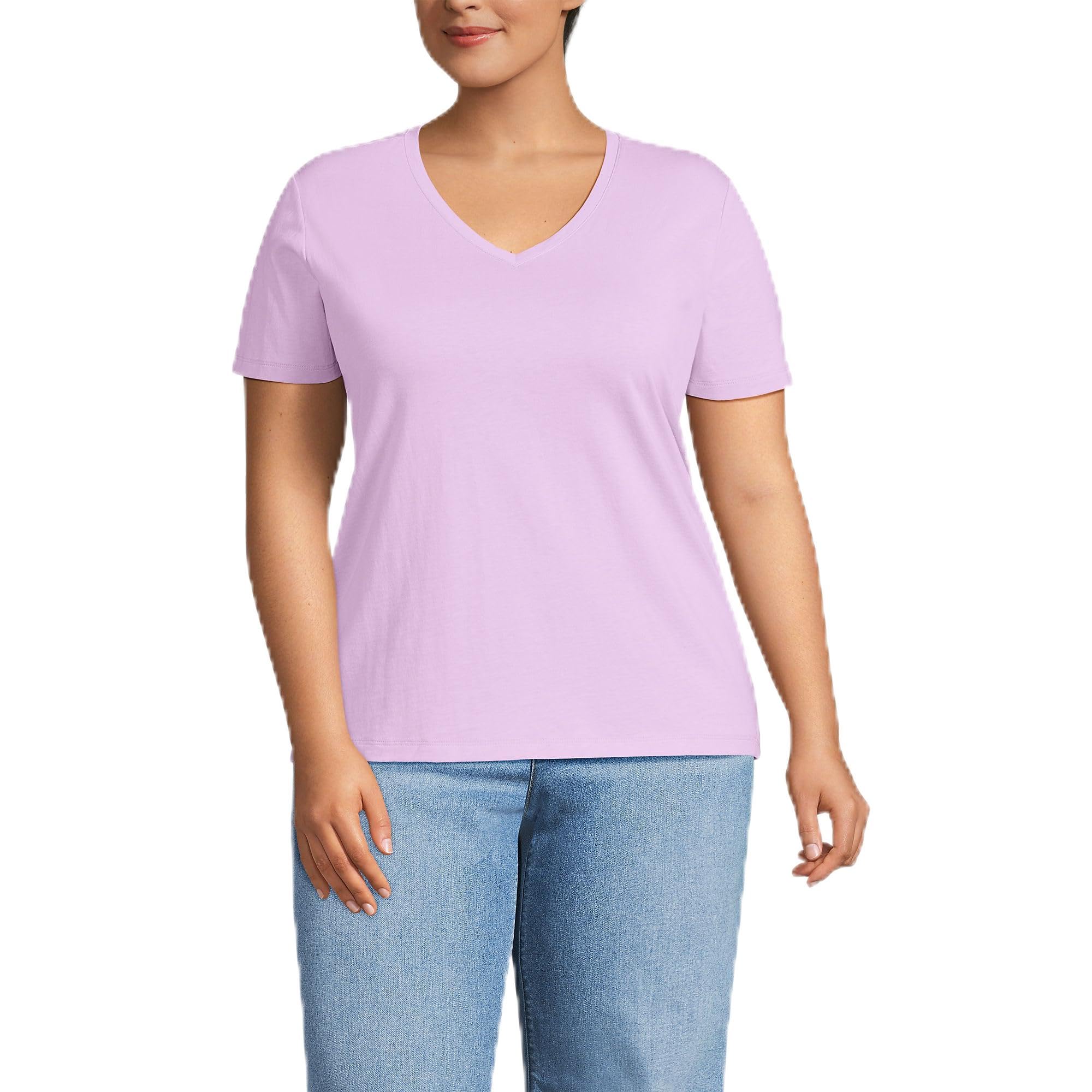 Lands' End Women's Relaxed American-Grown Supima Cotton V-Neck T-Shirt