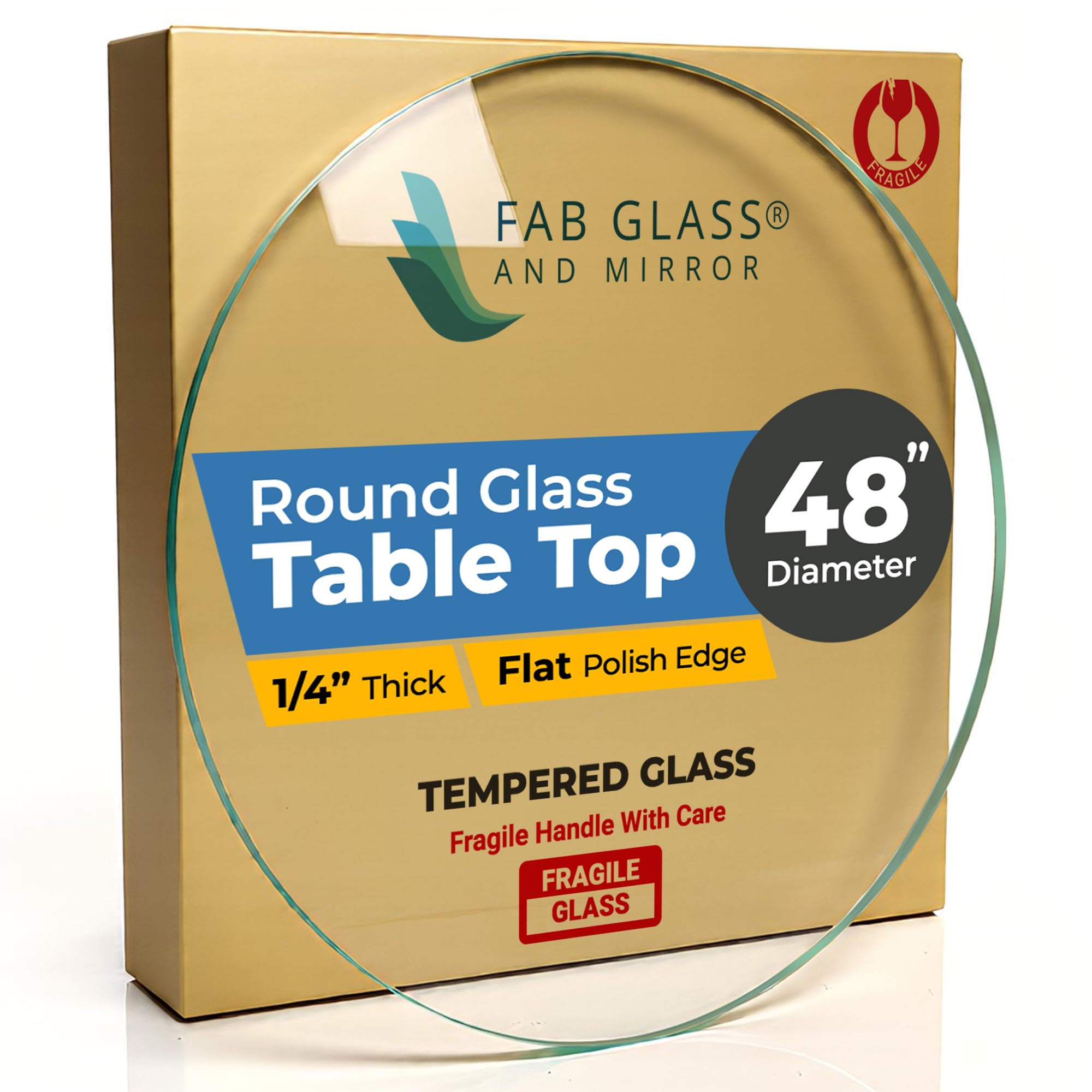 12" Inch Round Glass Table Top 1/2" Thick Tempered Beveled Edge by Fab Glass and Mirror