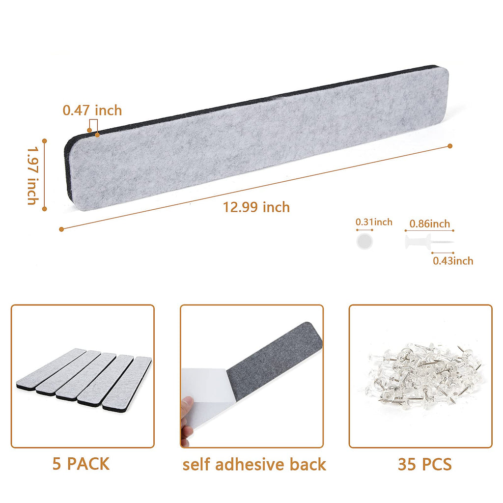Felt Bulletin Board, 15.7''X 11.8'' corkboard Pin Board for Bedrooms Offices Home Wall Decoration, Self Adhesive Cork Board with 35 Push Pins for Paste Notes, Photos, Schedules (2 Pack)