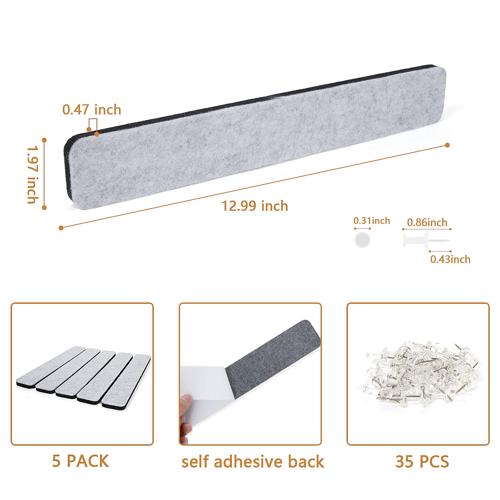 Felt Bulletin Board, 15.7''X 11.8'' corkboard Pin Board for Bedrooms Offices Home Wall Decoration, Self Adhesive Cork Board with 35 Push Pins for Paste Notes, Photos, Schedules (2 Pack)