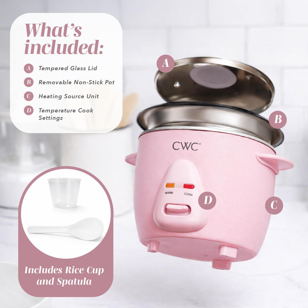COOK WITH COLOR 6 Cup Rice Cooker 300W - Effortless Cooking and Perfectly, Cooks 3 Cups of Raw Rice for 6 Cups of Cooked Rice, Floral Blue