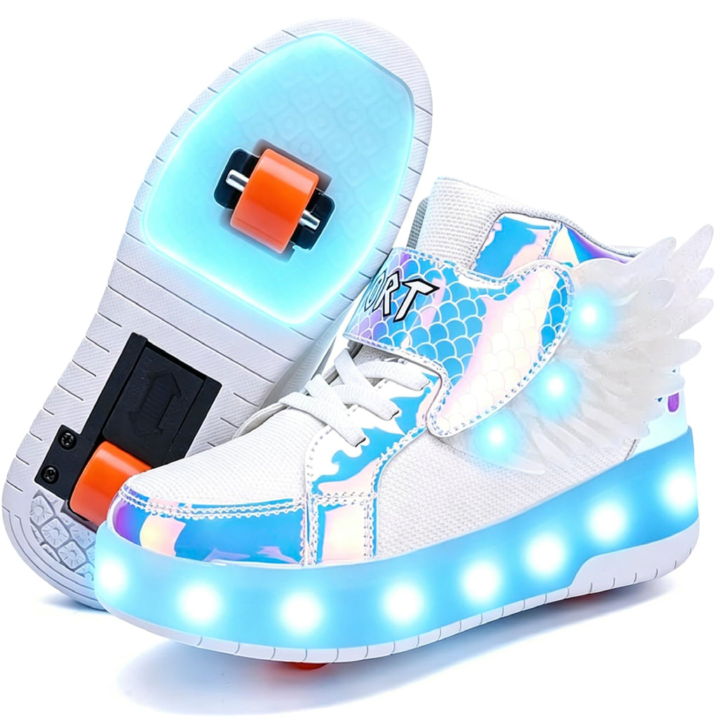 Nsasy Kids Roller Shoes Boy Girl Sneakers with Wheels Become Sport Sneaker with Led for Christmas Birthday Children Show Gift