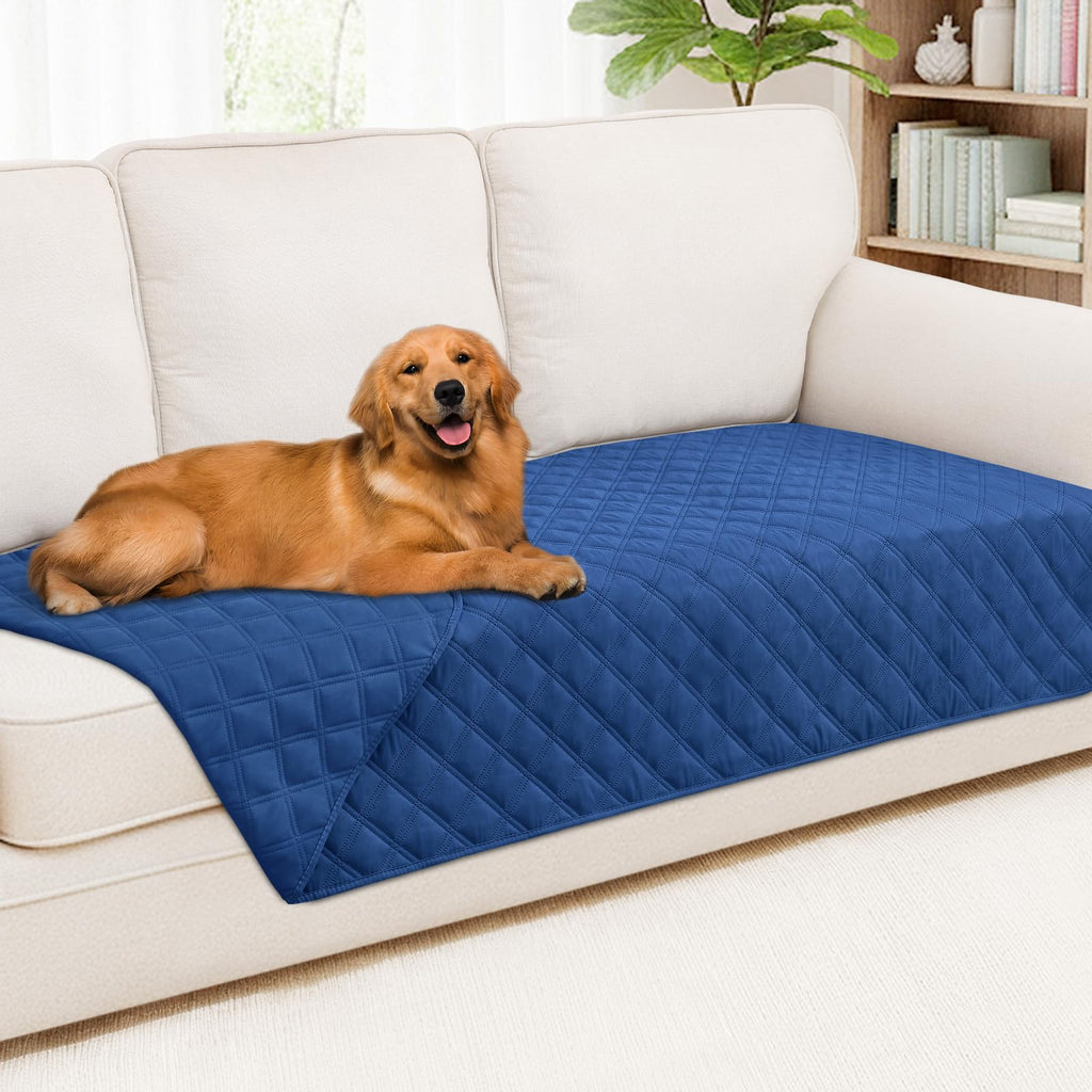 Smiry Waterproof Dog Bed Cover Pet Blanket, Soft Washable Dog Blanket for Furniture Bed Couch Sofa Reversible, Checkered (30"x53", Beige/Beige)