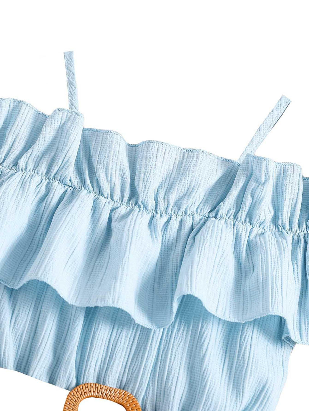 Floerns Girls Cold Shoulder Ruffle Trim Short Sleeve Belted A Line Midi Dress
