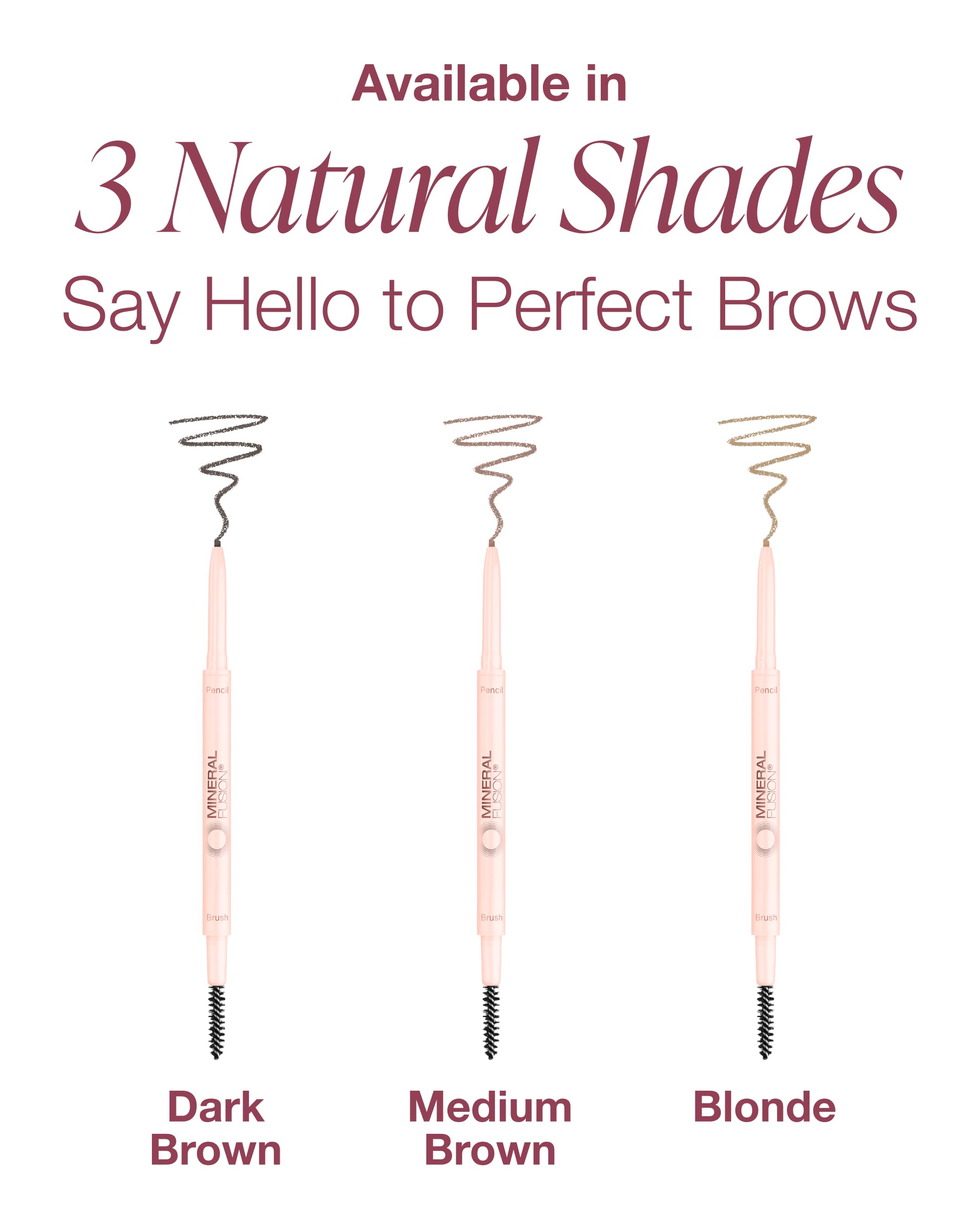 Mineral Fusion Retractable Brow Pencil (Blonde) - TZR 2025 Beauty Heroes Award Winner - Shape & Define Eyebrow with Blending Spoolie Brush - Velvety Smooth, Long-Lasting Color - Vegan Formula