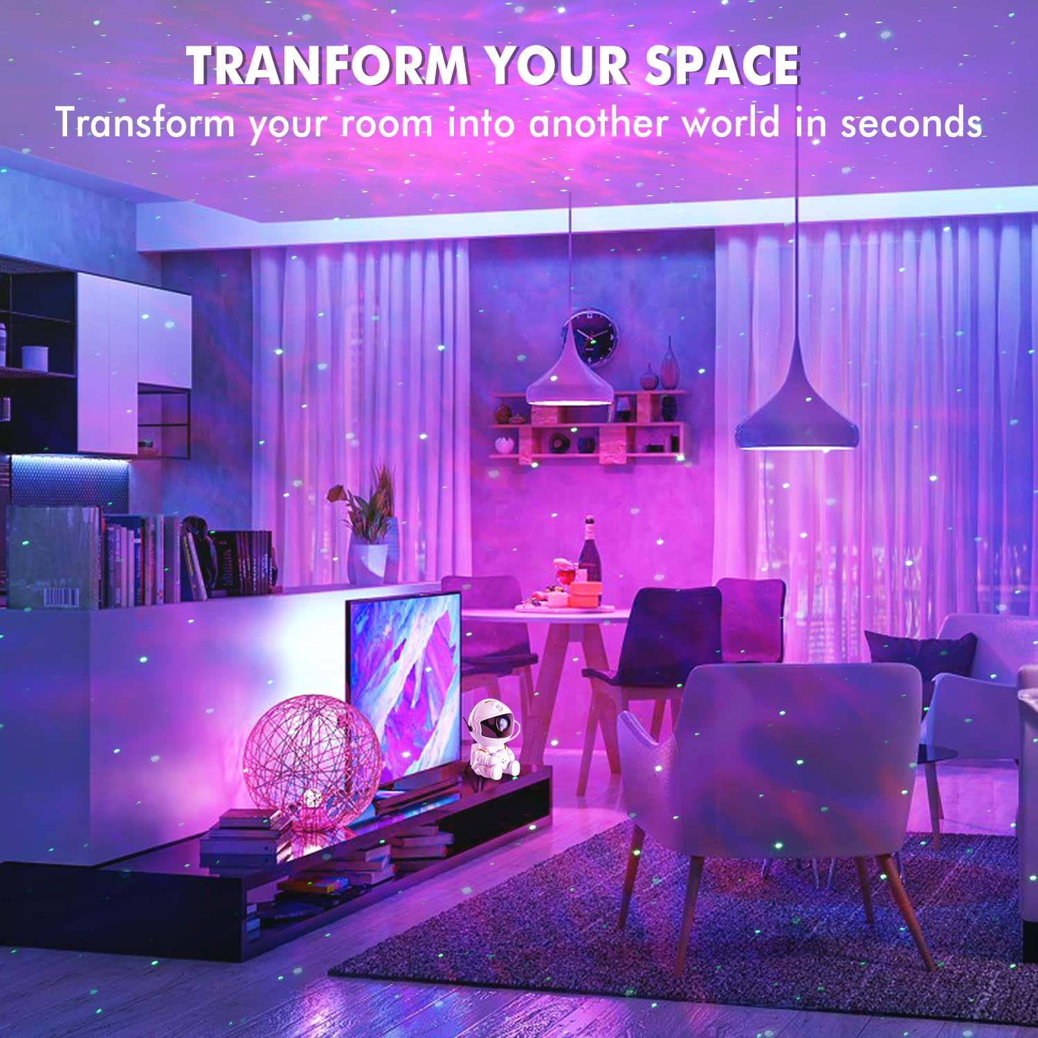 SHJQJJLBCQ Galaxy Projector, Astronaut Star Projector, Kids Night Light for Bedroom, Adult Playroom,Ceiling, Room Decoration