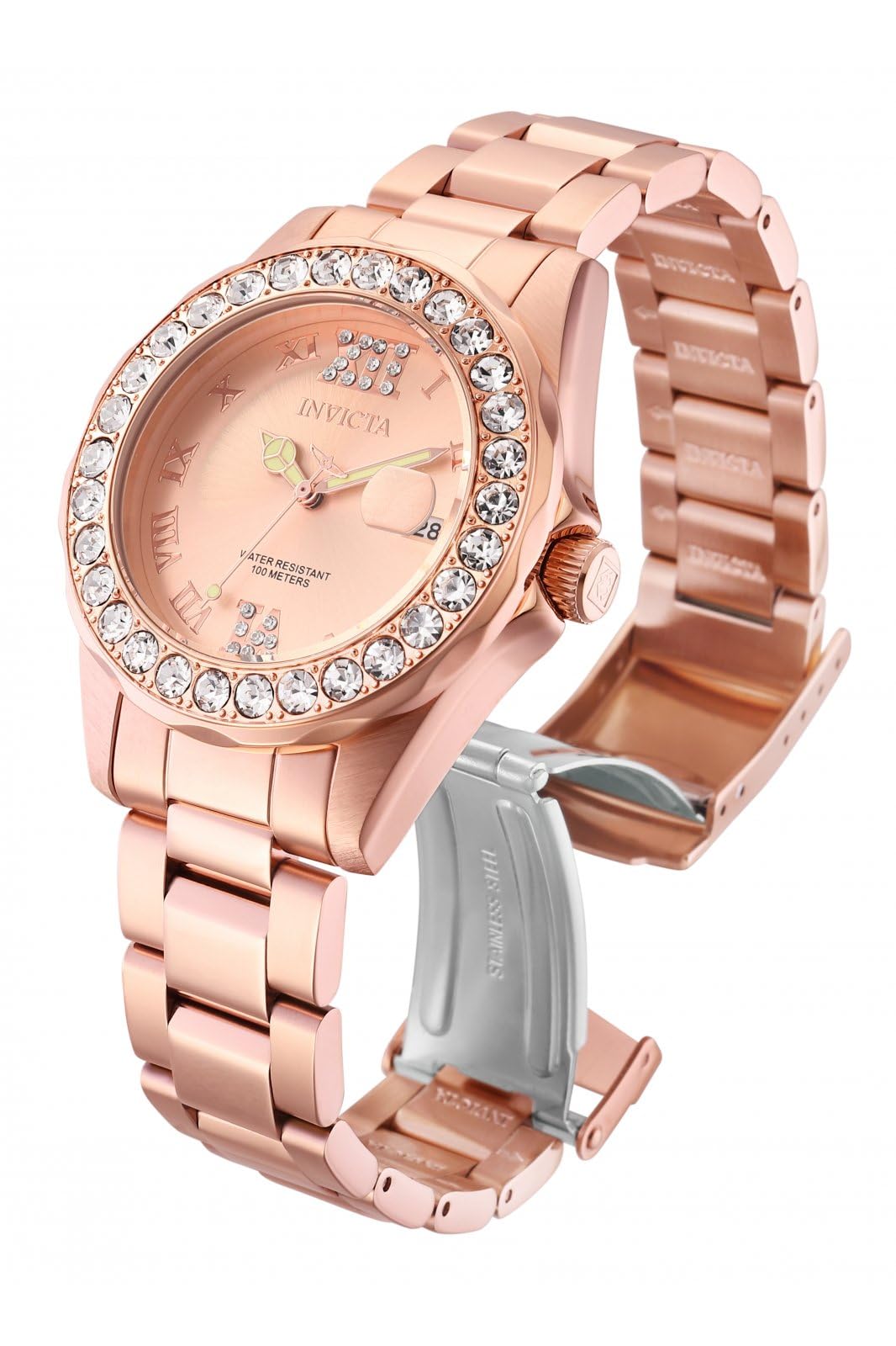 Invicta Women's Pro Diver Crystal Accented 18k Ion-Plated Stainless Steel Watch