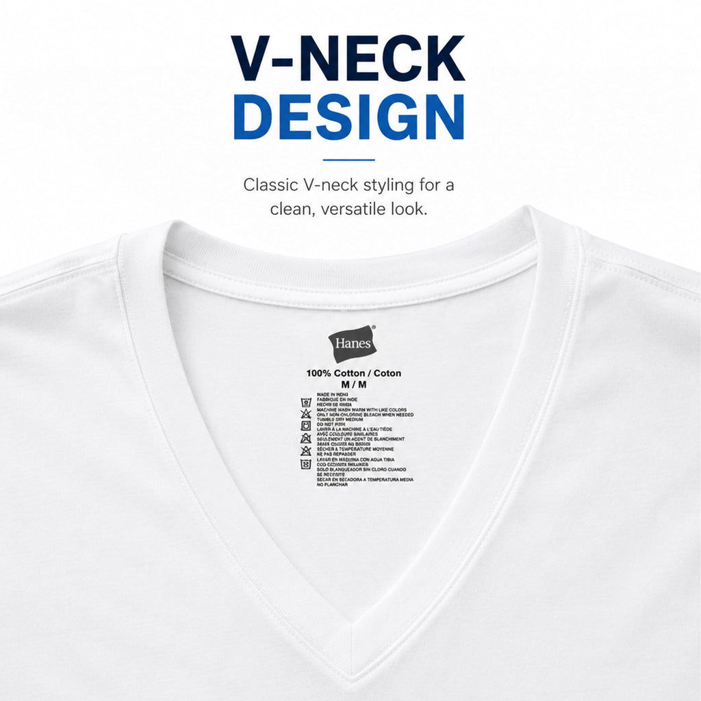 Hanes Men's Undershirts T-Shirt Pack, V-Neck Cotton Tees for Men, Moisture-Wicking, Odor Control, White Multi-Pack