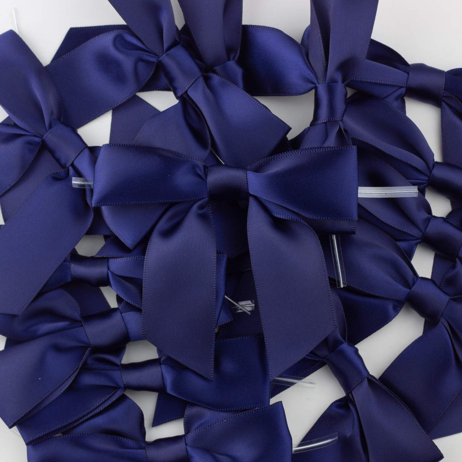 7Rainbows 50pcs Boutique 1.5" Black Satin Ribbon Mini Bows for Craft Sewing Scrapbooking Wedding and Gift Wrapping