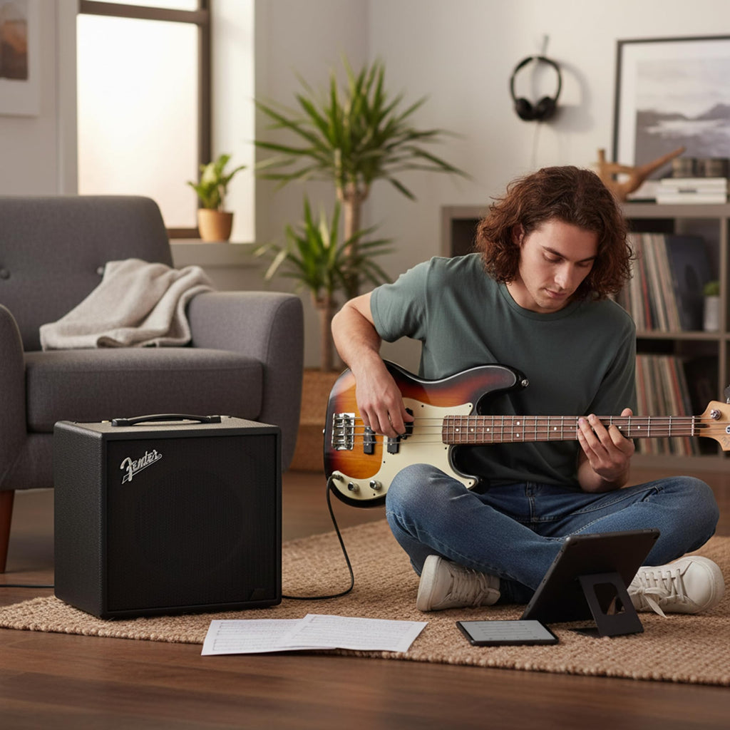 Fender Rumble 15 Bass Guitar Combo Amplifier Bundle with Instrument Cable and Austin Bazaar Instructional DVD
