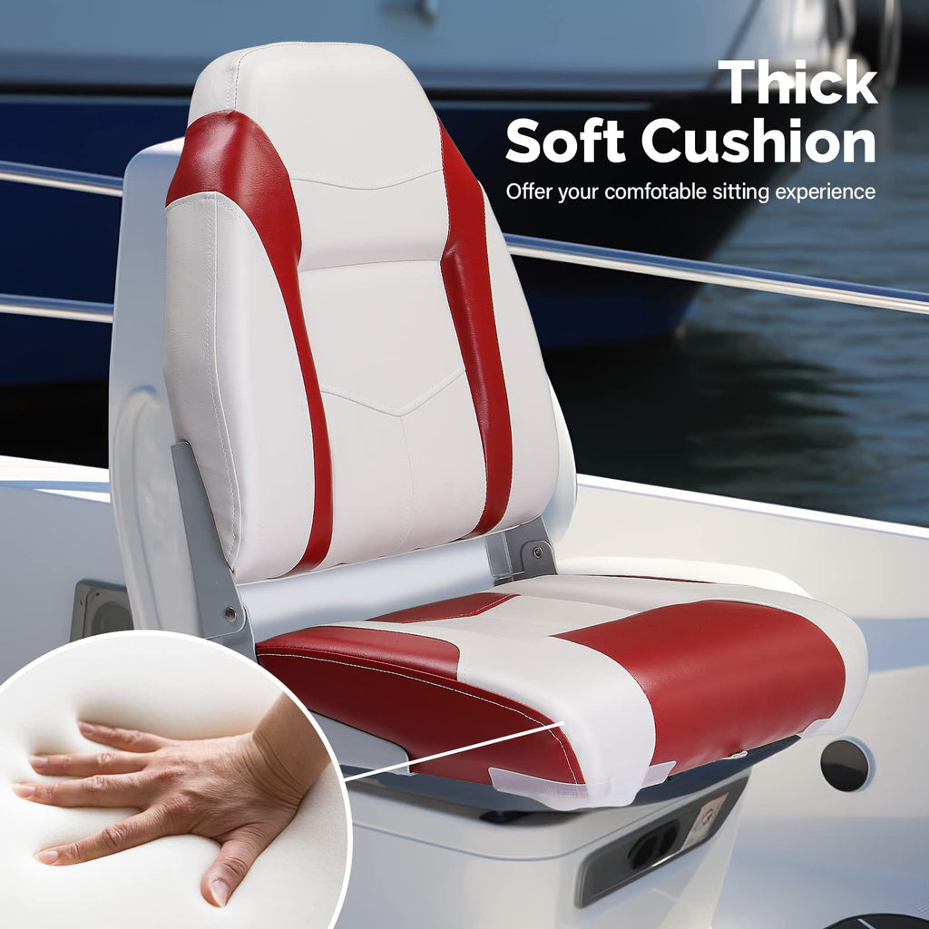 PEXMOR Boat Seats, Low/High Back, Folding, Waterproof, Captain Seat, 2 Packs (High Back-Blue & White)