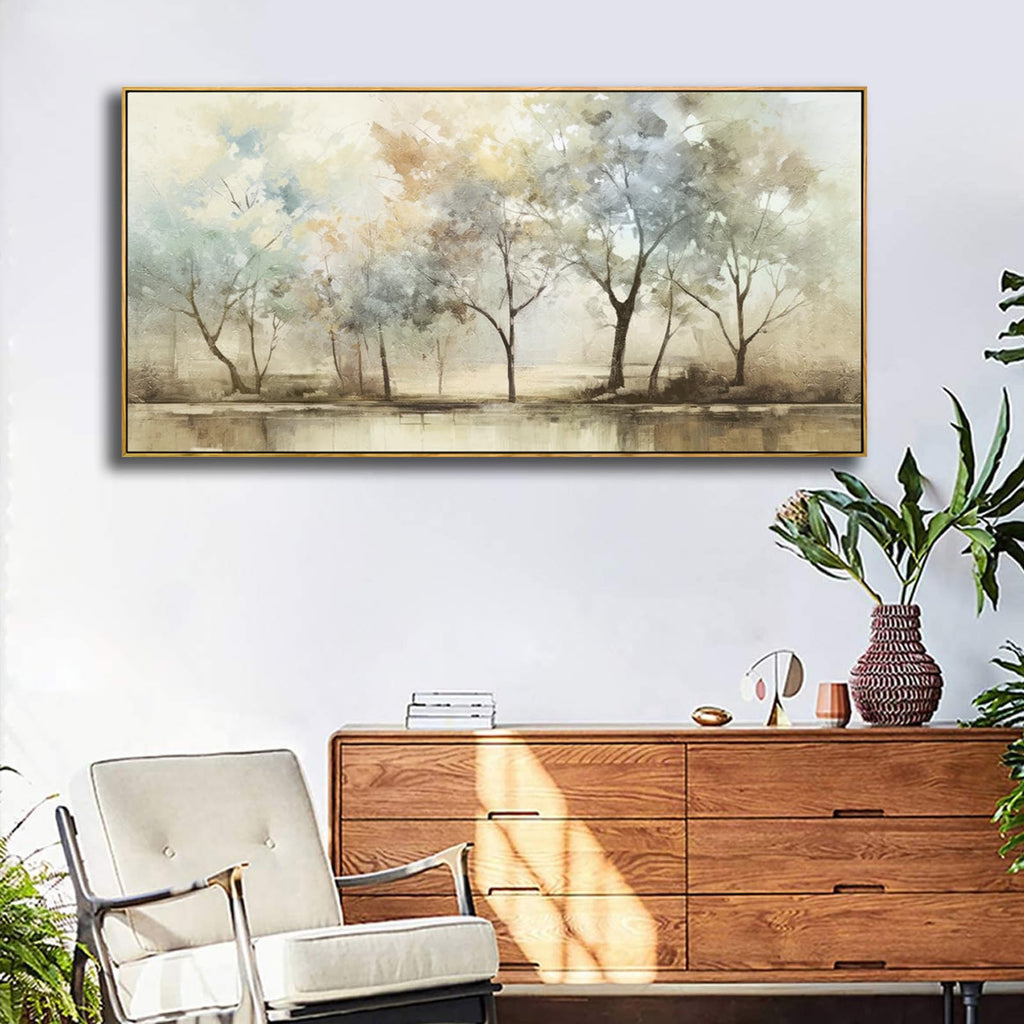 VHMING Abstract Wall Art Artwork Retro Trees Pictures Decor Canvas Painting Framed Ready to Hang Living Room Bedroom and Office Wall Decor 20x40 Inch