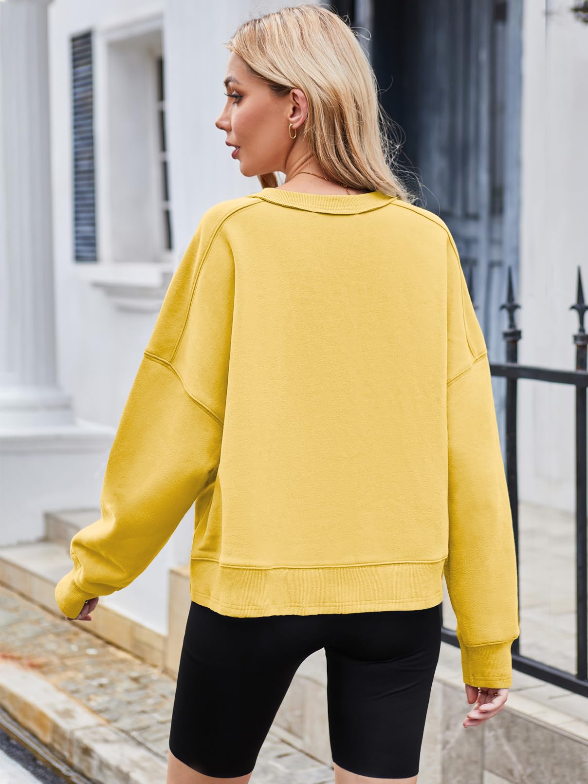 MEROKEETY Women's Oversized Cropped Sweatshirts Crewneck Trendy Workout Pullover Sweater Fall Outfits