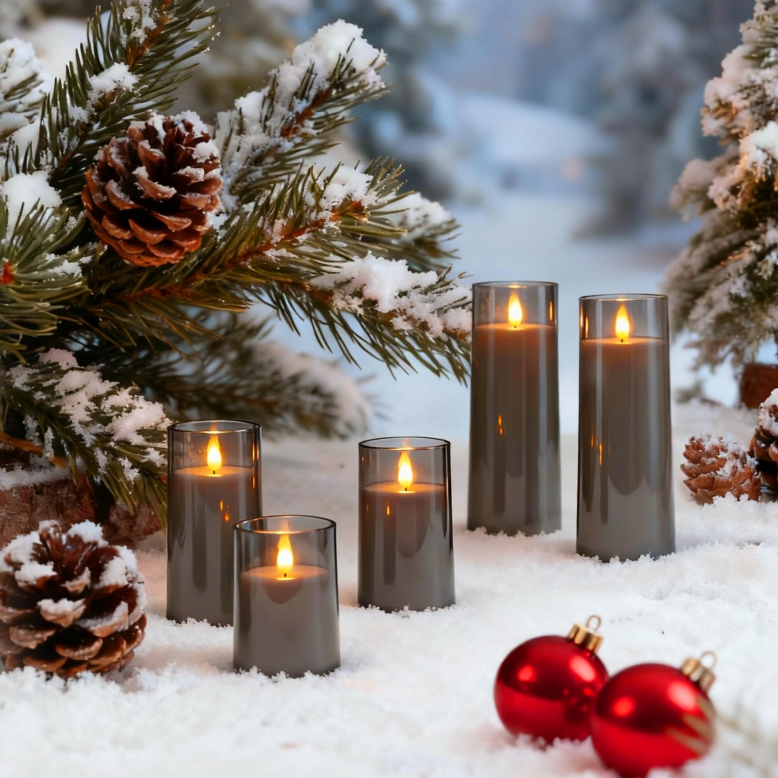 Raycare Flameless Candles Battery Operated with Remote Timer, Acrylic Flickering LED Pillar Candle for Christmas, Wedding, Home Decor, Gift for Family and Friend, White, Set of3