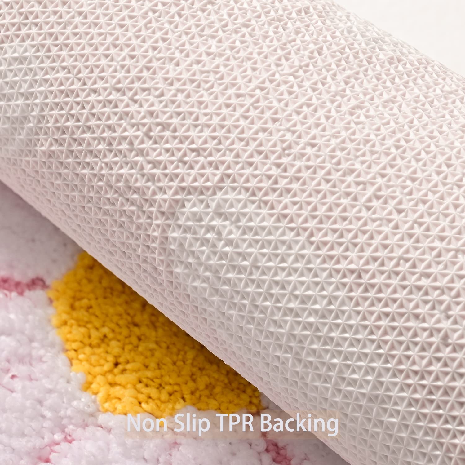 QJHOMO Beige Bathroom Rugs Cute Daisy Bath Mat White and Yellow Flower Decor Rug Non Slip Floor Carpet Microfiber Bathmat Super Absorbent Machine Washable Bathtub Mats for Shower (16x24 inch)