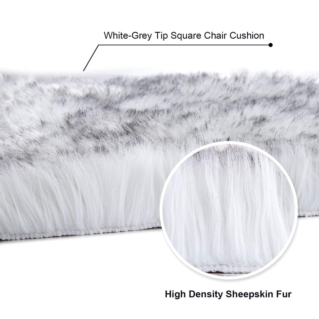 Softlife Black Faux Fur Sheepskin Chair Cover Seats Cushion Pad Super Soft Area Rugs for Living Bedroom Sofa Dorm (1.6ft x 1.6ft)