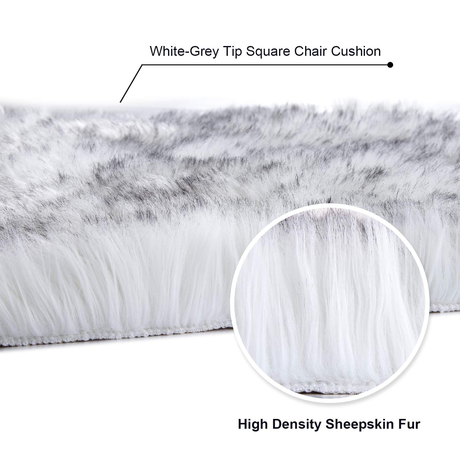 Softlife Black Faux Fur Sheepskin Chair Cover Seats Cushion Pad Super Soft Area Rugs for Living Bedroom Sofa Dorm (1.6ft x 1.6ft)