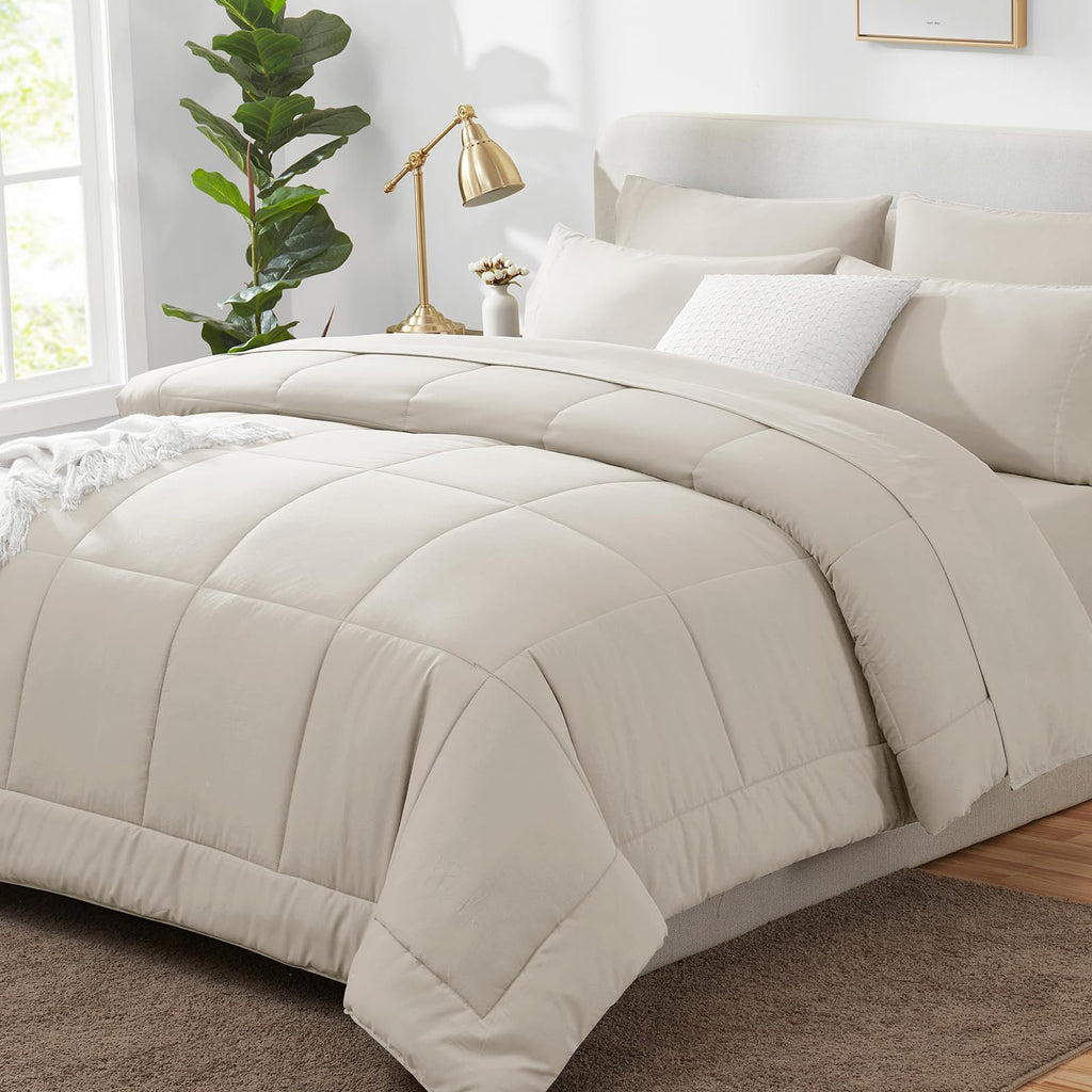 CozyLux Twin XL Comforter Set Baby Blue, 5 Pieces Twin Extra Long Bed in a Bag for College Dorm, All Season Bedding Set with Stitch Quilted Comforter, Flat Sheet, Fitted Sheet, Pillowcases