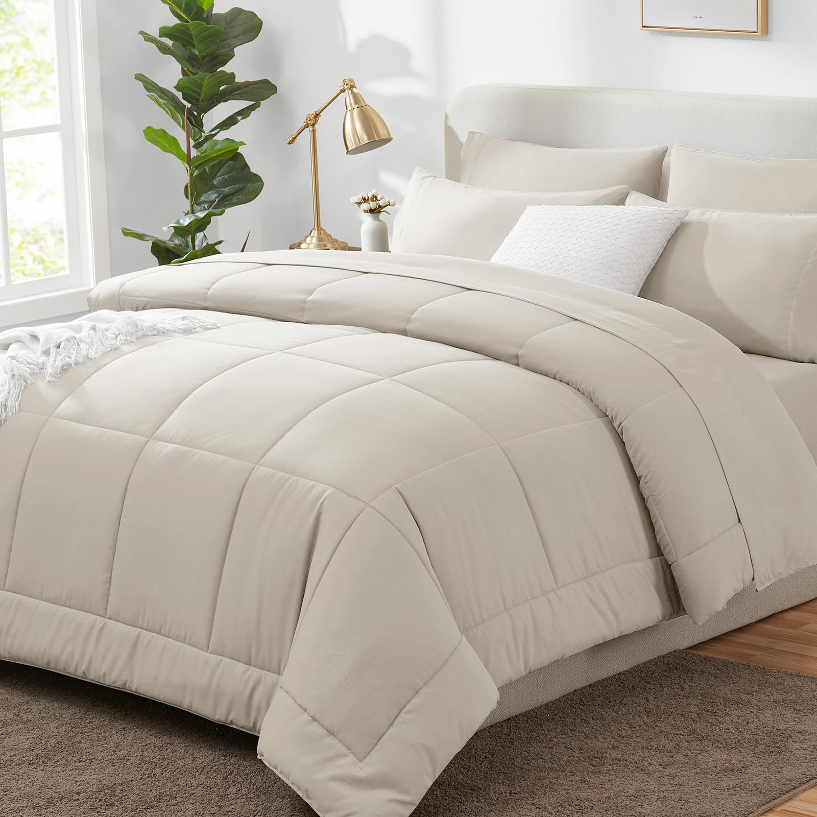 CozyLux Twin XL Comforter Set Baby Blue, 5 Pieces Twin Extra Long Bed in a Bag for College Dorm, All Season Bedding Set with Stitch Quilted Comforter, Flat Sheet, Fitted Sheet, Pillowcases