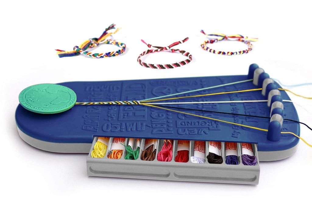Choose Friendship Bracelet Making Kit – 20 Pre-Cut Threads, Portable Loom with Storage, Makes 8 Bracelets, Craft Gift for Kids Ages 8+, Dark Blue “Blueberry”