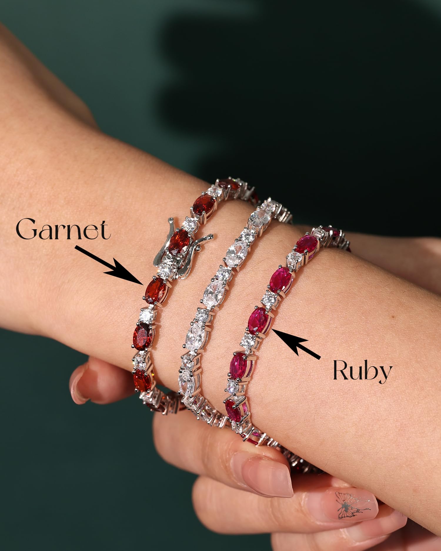 FANCIME Birthstone Bracelets Sterling Silver Tennis Bracelets Charm Fine Jewelry Birthday Gifts for Women 7"