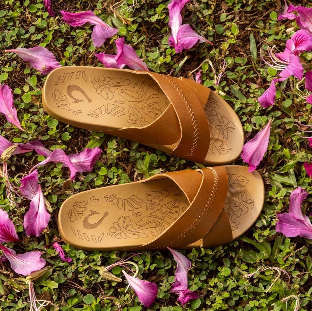 OluKai Kipe'a Olu Women's Slide Sandal, Premium Leather, Relaxed & Dressy Design For Any Occasion, All-Day Comfort & Fit