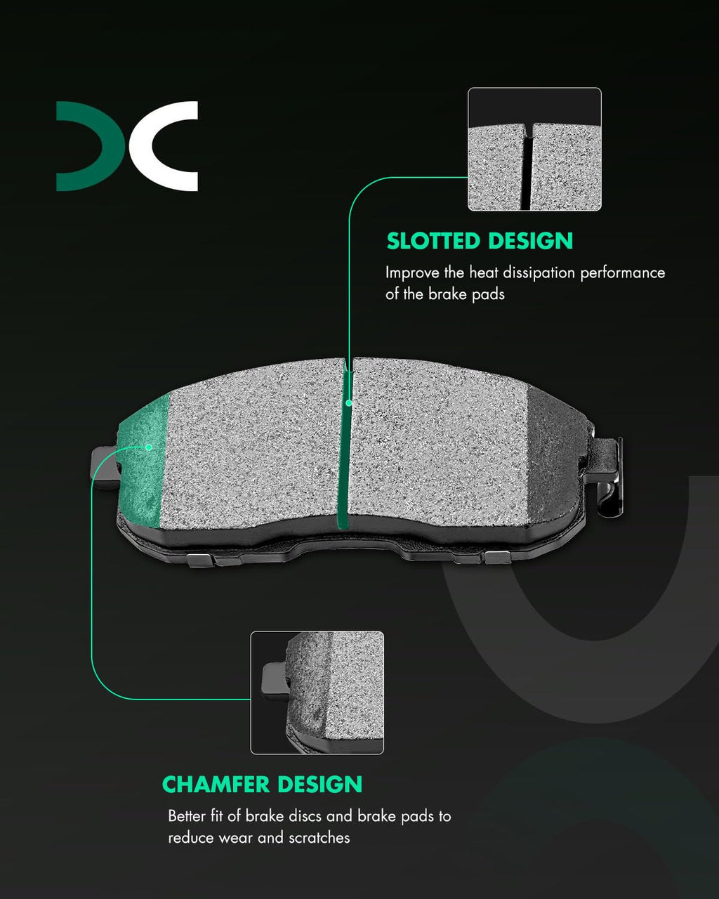 SCITOO D815 D905 Front Rear Ceramic Brake Pads Sets Fit For INFINITI For G35 2003-2005,For Nissan For 350Z 2003-2005 | For Altima 2007-2013 | For Juke 2011-2017 | For Sentra 2007-2012