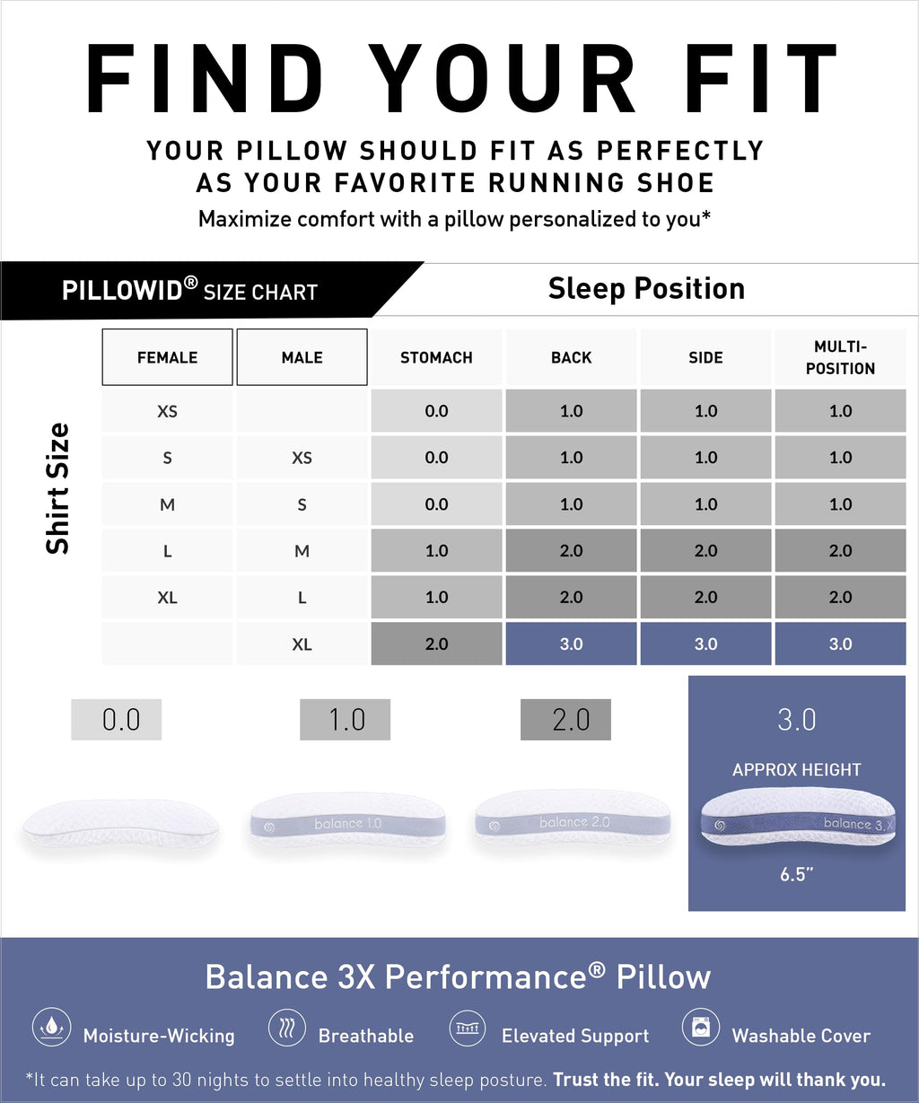 Bedgear Balance 1.0 Performance Pillow, Medium Support Bed Pillow for All Sleep Positions | Boost Blend Fill with Responsive Comfort & Air-X Mesh Ventilation | Washable Hypoallergenic Pillow